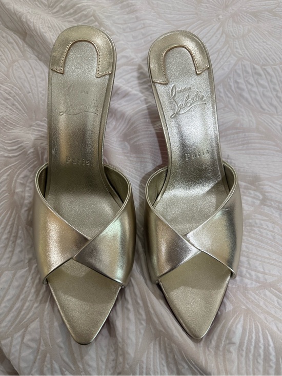 The Unbranded Brand Shoes - Metallic Champagne Crossband Pointed Slide Mules